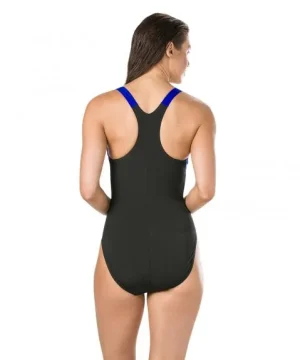 Alternative view of Speedo Boomplacering Racerback-baddräkt (svart/blå/lila)