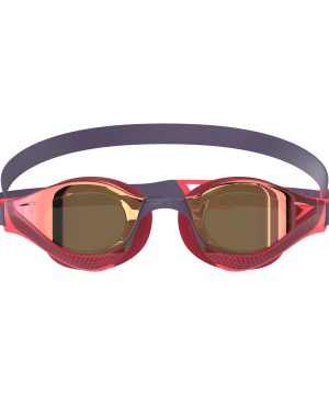 Speedo Fastskin Pure Focus Mirror svømmebriller i rød og grå med spejlglas.